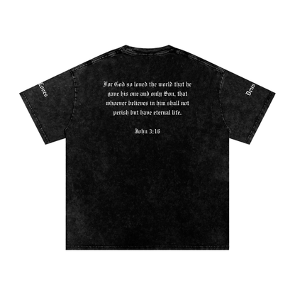 Snow Washed Oversized Cotton T-Shirt DTF