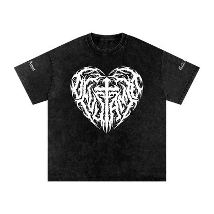 Snow Washed Oversized Cotton T-Shirt DTF